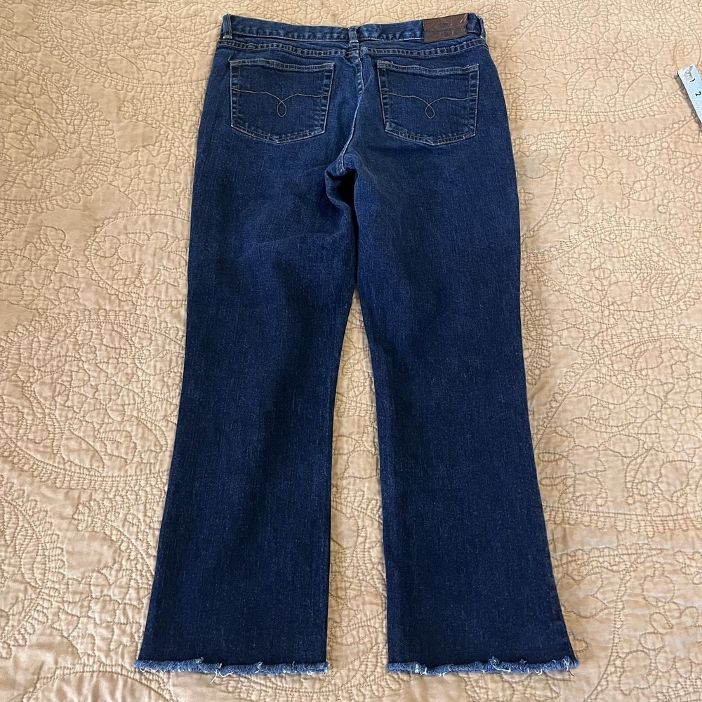 Lauren Jeans Co Dark Wash Slim Crop Raw Hem Stretch Coastal Americana 6 Runs Big - Picture 9 of 12